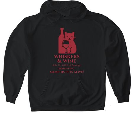 Whiskers & Wine Updated, a Black Gildan Softstyle Pullover Hoodie