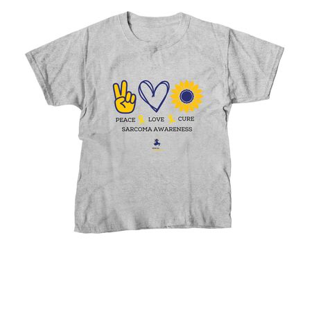 Peace, Love, Cure Sarcoma Awareness, a Sport Grey Youth Unisex Tee