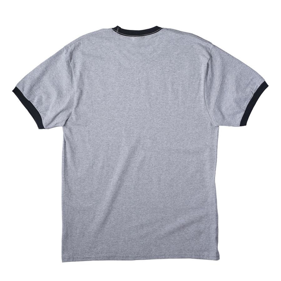 Libraries Put the Free in Freedom Apparel, a Athletic Heather/ Jet Black Cotton Ringer Tee (back-view)