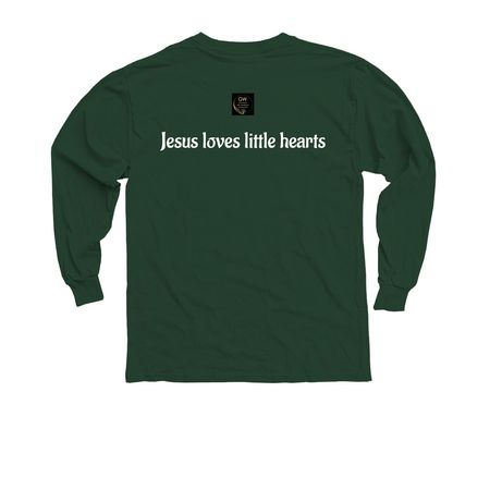 Youth - Loved by Jesus, a Forest Green Youth Long Sleeve Tee (back-view)