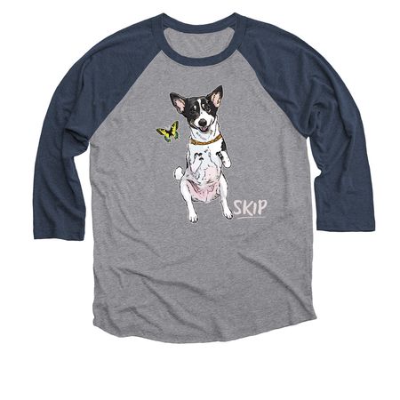 SKIP, a Vintage Navy and Premium Heather 3/4 Sleeve Baseball Tee