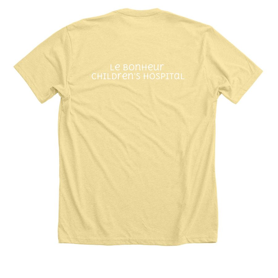 Le Bonheur Hands, a Heather French Vanilla Premium Unisex Tee (back-view)