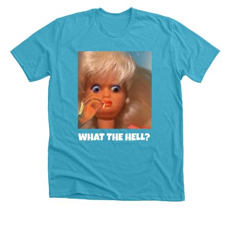 What The HELL?, a Heather Aqua Premium Unisex Tee