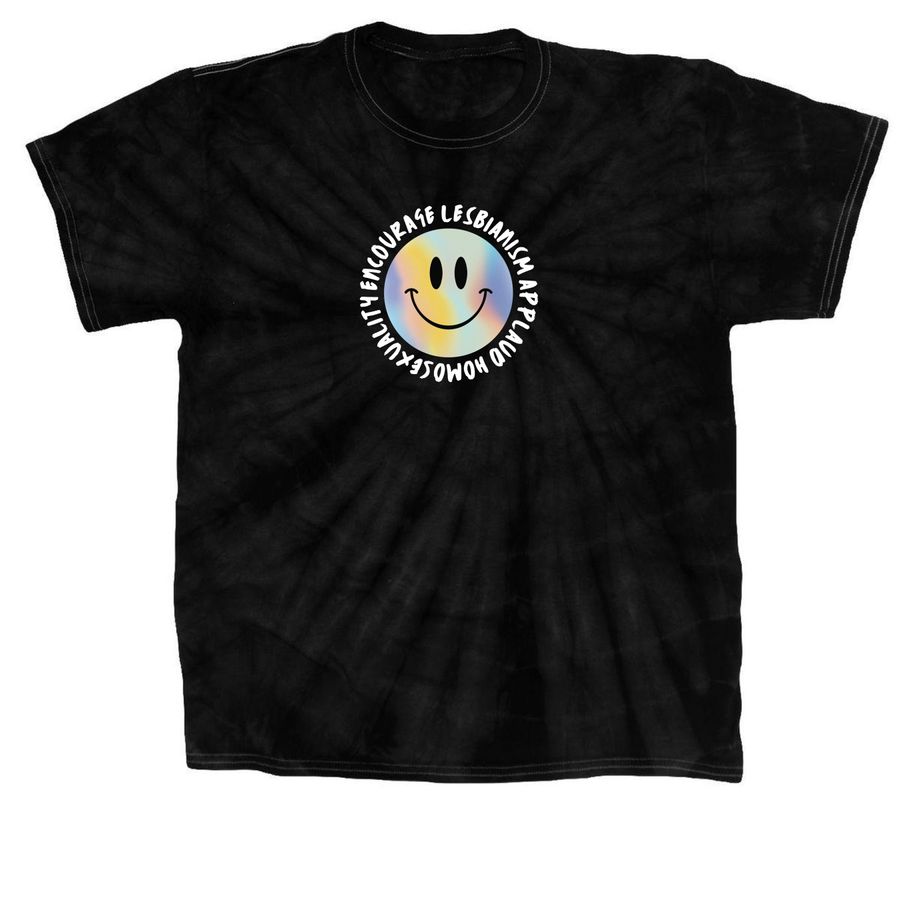 ENCOURAGE LESBIANISM TIE DYE TEE, a Black Classic Tie Dye Tee