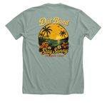 Stay Sunny Tour, a Heather Sage Premium Unisex Tee (back-view)