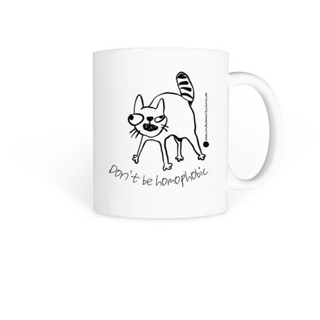 Funky Cat Mug, a White Coffee Mug
