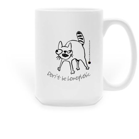 Funky Cat Mug, a White Large Coffee Mug