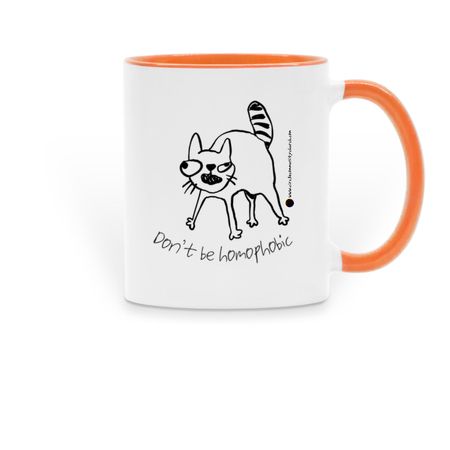 Funky Cat Mug, a Orange Two-Tone Ceramic Mug