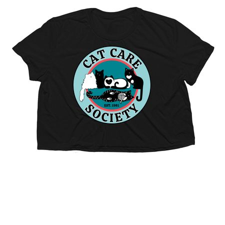 Cat Care Society Logo Swag, a Black Women?s Flowy Cropped Tee
