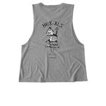Hex ALS, a Aluminum Grey Allmade Eco Triblend Women?s Muscle Tank (back-view)