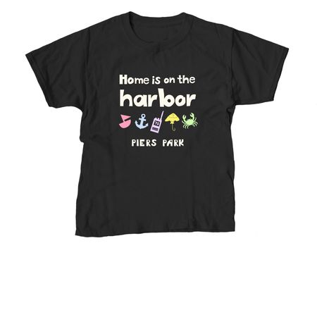 Home is on the harbor, a Black Youth Unisex Tee