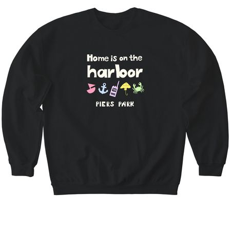 Home is on the harbor, a Black Softstyle Crewneck Sweatshirt