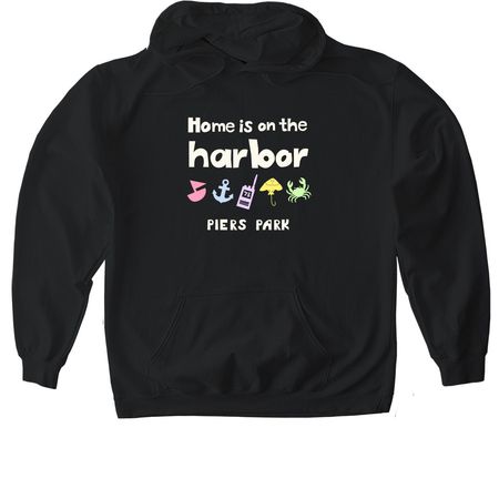 Home is on the harbor, a Black Gildan Softstyle Pullover Hoodie