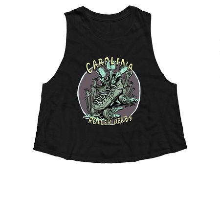 Multi-color skate swamp, a Solid Black Blend Women?s Cropped Racerback Tank