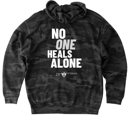 Ruck Life - Chest Logo + NOHA, a Black Camo Heavyweight Camo Pullover Hoodie (back-view)