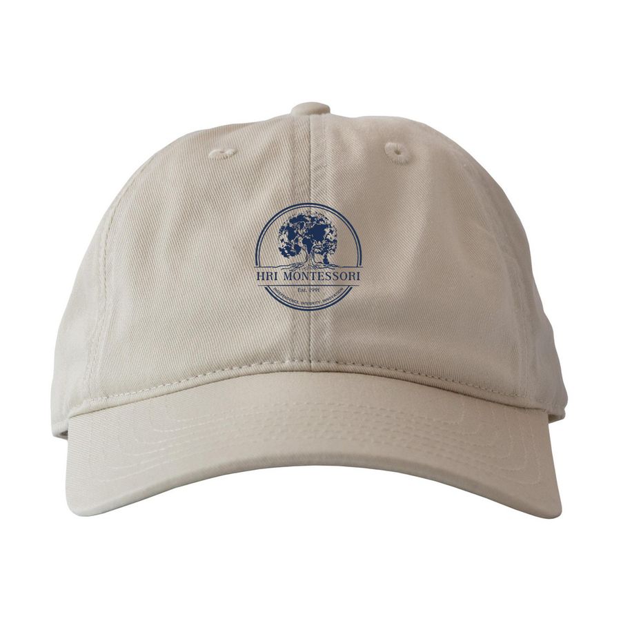 Tree Logo- Eco Baseball Cap with Blue Print, a Oyster Printed Eco Baseball Cap