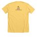 All are Welcome At the Library, a Heather Yellow Gold Premium Unisex Tee (back-view)