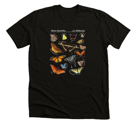 Native Butterflies of the WildLands, a Black Heather Premium Unisex Tee