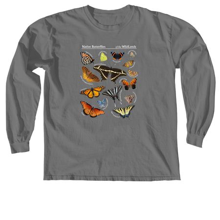 Native Butterflies of the WildLands, a Grey Comfort Colors Long Sleeve Tee