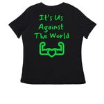 Huxley Forever Strong, a Black Women's Relaxed V-Neck Tee (back-view)