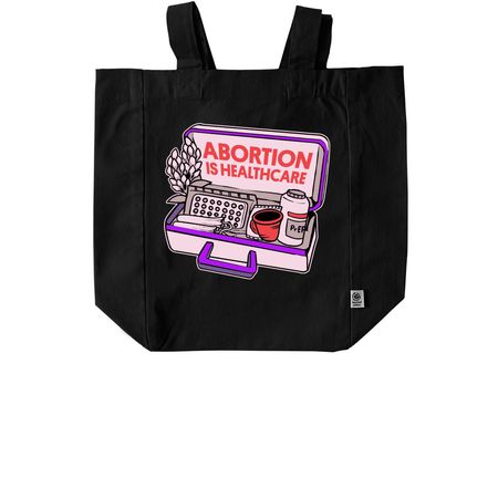 Abortion is Healthcare Tote, a Black Recycled Cotton Tote Bag