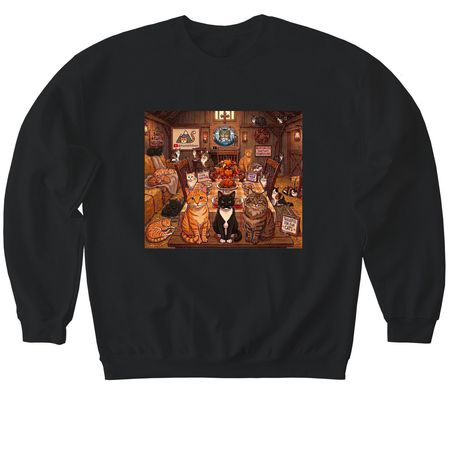 Mountain Cats Thanksgiving&nbsp;, a Black Softstyle Crewneck Sweatshirt
