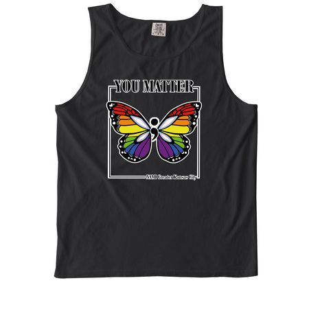 Semicolon Pride Butterfly, a Black Comfort Colors Tank Top