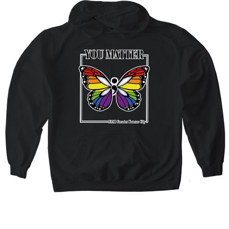 Semicolon Pride Butterfly, a Black Gildan Softstyle Pullover Hoodie