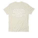 Romans 8:39, a White Sand Allmade Organic Cotton Unisex Tee (back-view)