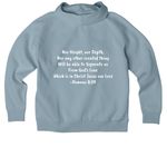 Romans 8:39, a I Like You Blue Allmade Organic CVC Pullover Hoodie (back-view)