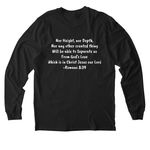 Romans 8:39, a Deep Black Allmade Organic Cotton Long Sleeve Tee (back-view)