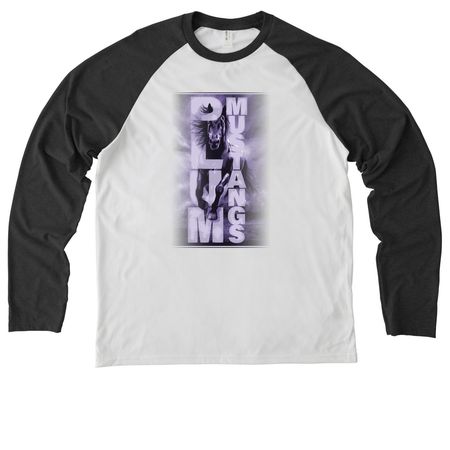 Plum Mustangs | Run Free, a Space Black/ Bright White Allmade Eco Triblend Colorblock Raglan Long Sleeve Tee