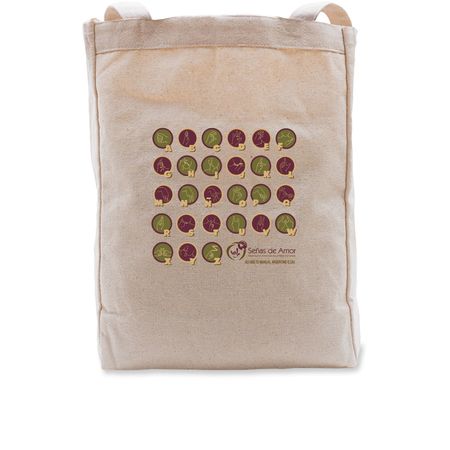 Argentinian Manual Alphabet (LSA), a Natural Recycled Cotton Tote Bag
