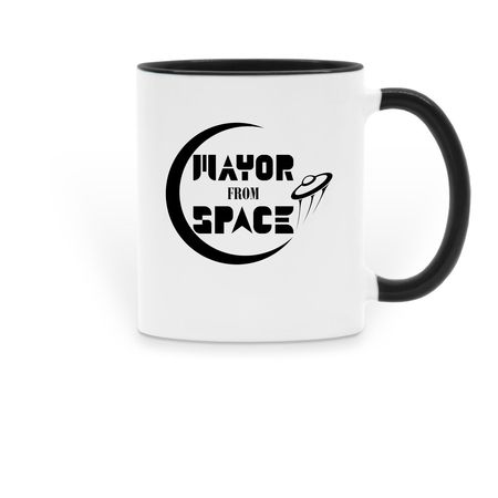 Mayor From Space Mug Black Logo, a Black Two-Tone Ceramic Mug