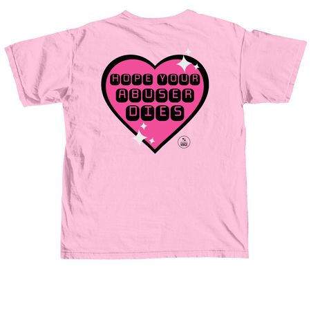 Hope your abuser dies, a Blossom Comfort Colors Unisex Tee (back-view)