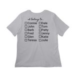 Nametag Tee, a Solid Athletic Grey Women?s Relaxed Cotton Tee (back-view)