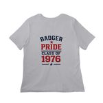Badger Class of '76 Reunion Apparel, a Solid Athletic Grey Women?s Relaxed Cotton Tee (back-view)