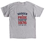 Badger Class of '76 Reunion Apparel, a Sport Grey Classic Unisex Tee (back-view)