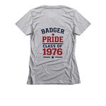 Badger Class of '76 Reunion Apparel, a Dark Heather Grey Women's Slim Fit Tee (back-view)