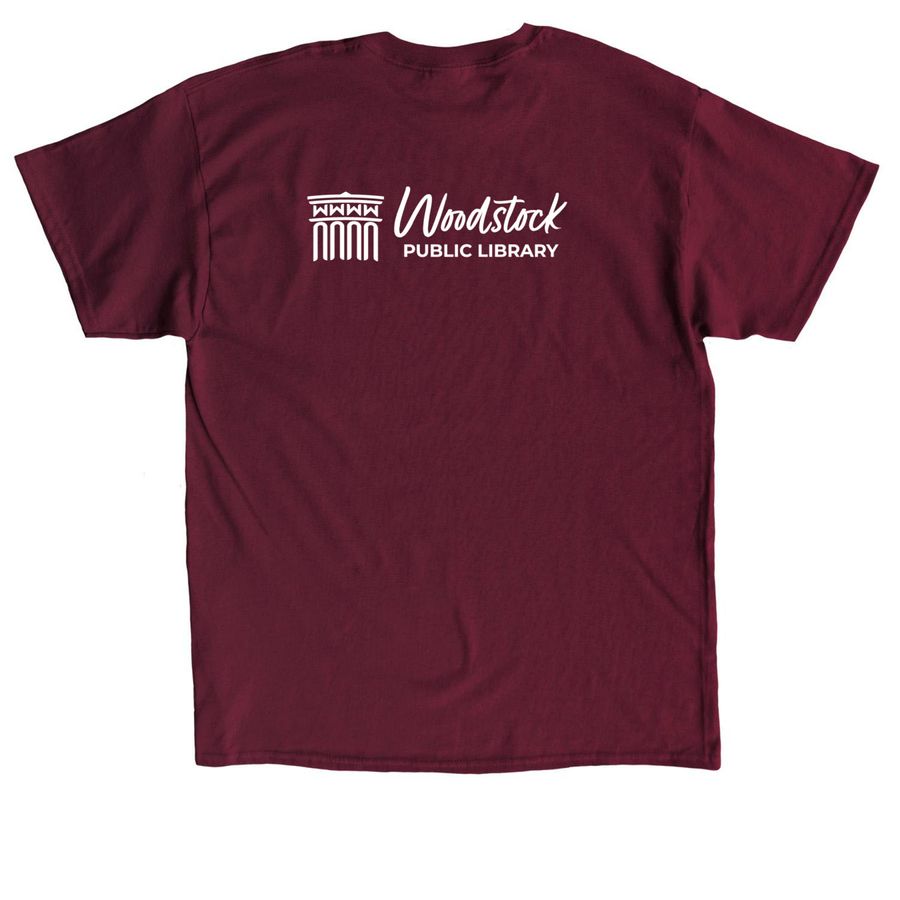 My Dad's Library Card, a Maroon Classic Unisex Tee (back-view)
