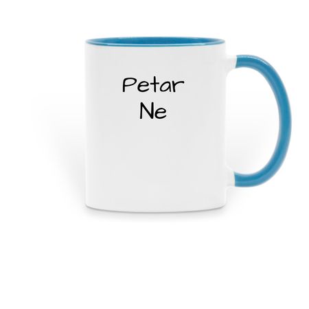 Petar Ne Coffe Mug, a Light Blue Two-Tone Ceramic Mug