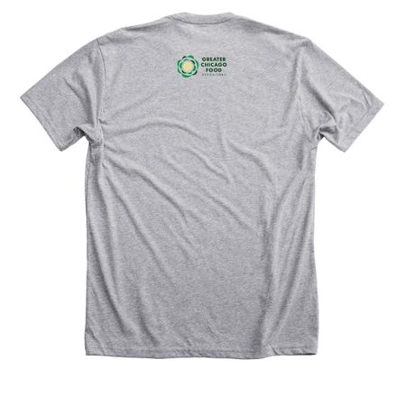 Support Your Local Food Bank, a Athletic Heather Premium Unisex Tee (back-view)