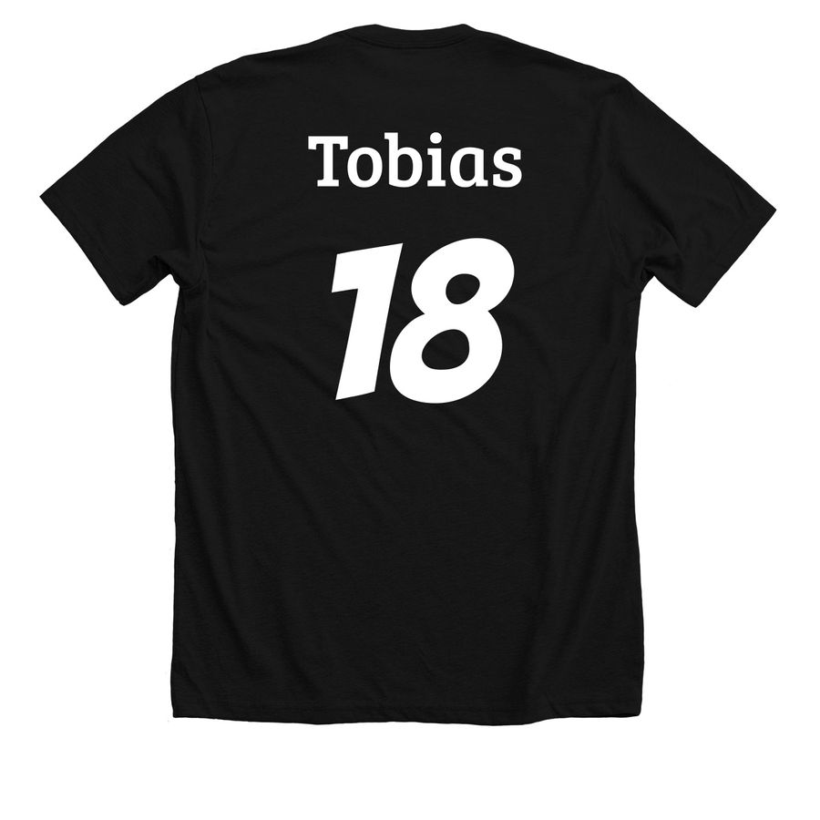Tobias' Journey, a Solid Black Blend Premium Unisex Tee (back-view)