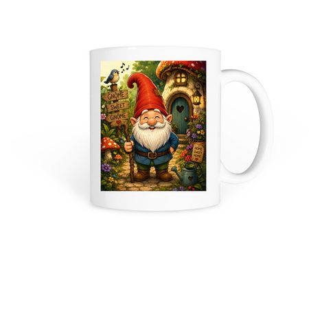 Happy Gnome, a White Coffee Mug