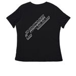 P.U.S.H., a Black Women's Relaxed V-Neck Tee (back-view)