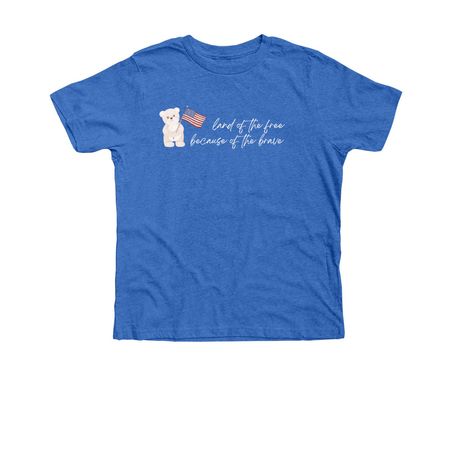land of the free because of the brave, a Heather True Royal Premium Youth Tee