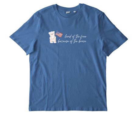 land of the free because of the brave, a Bright Blue Stanley/Stella Unisex Creator 2.0 Tee