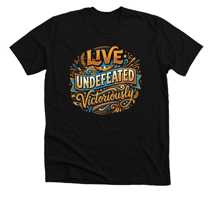 LIVE UNDEFEATED VICTORIOUSLY BRAND, a Solid Black Blend Premium Unisex Tee