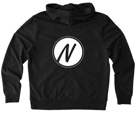 ZIPPERED HOODY, a Deep Black Allmade Organic French Terry Zip Up Hoodie (back-view)