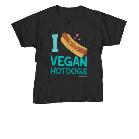 I LOVE VEGAN HOT DOGS SHIRT, a Black Youth Unisex Tee